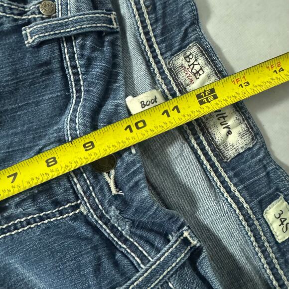 BKE Bootcut Jeans Blue Distressed Denim Faded Wash Stretch Culture - Size: 34S - Picture 5 of 10
